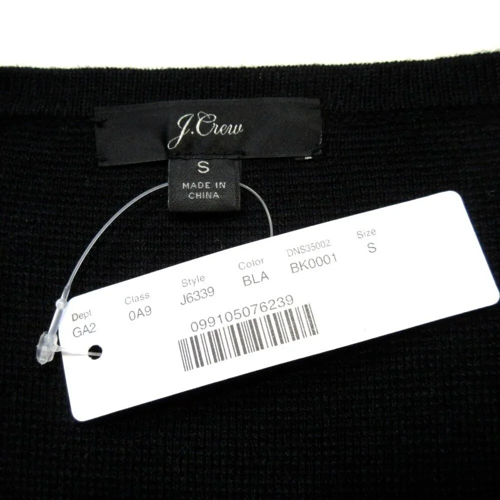 NWT J.Crew Juliette in Black Open-Front Knit Collarless Sweater Blazer S